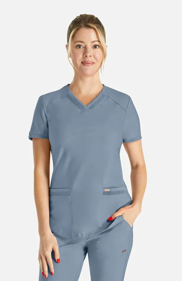 Women's Curved Hemline V-Neck Scrub Top