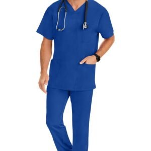 Men's Scrub Set: Matthew V-Neck Solid Top & Ryan Slim Pant
