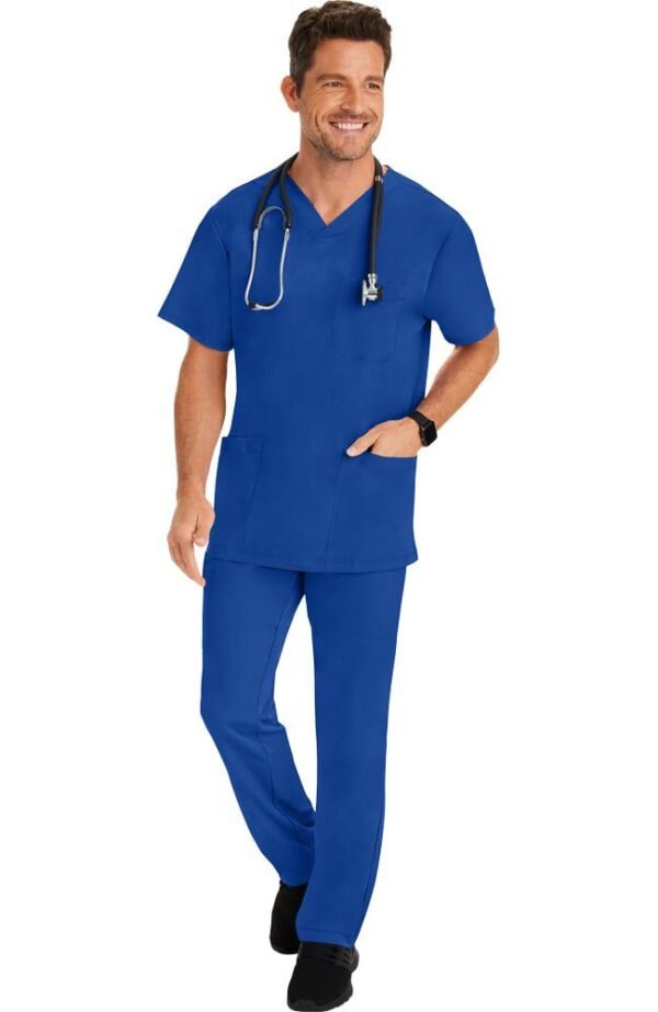 Men's Scrub Set: Matthew V-Neck Solid Top & Ryan Slim Pant