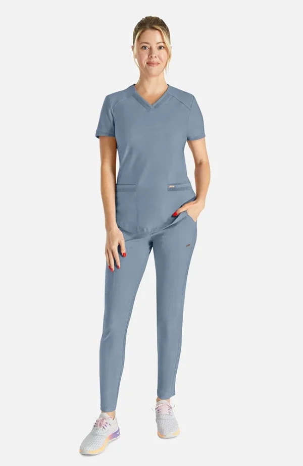 Women's Curved Hemline V-Neck Scrub Top - Image 2