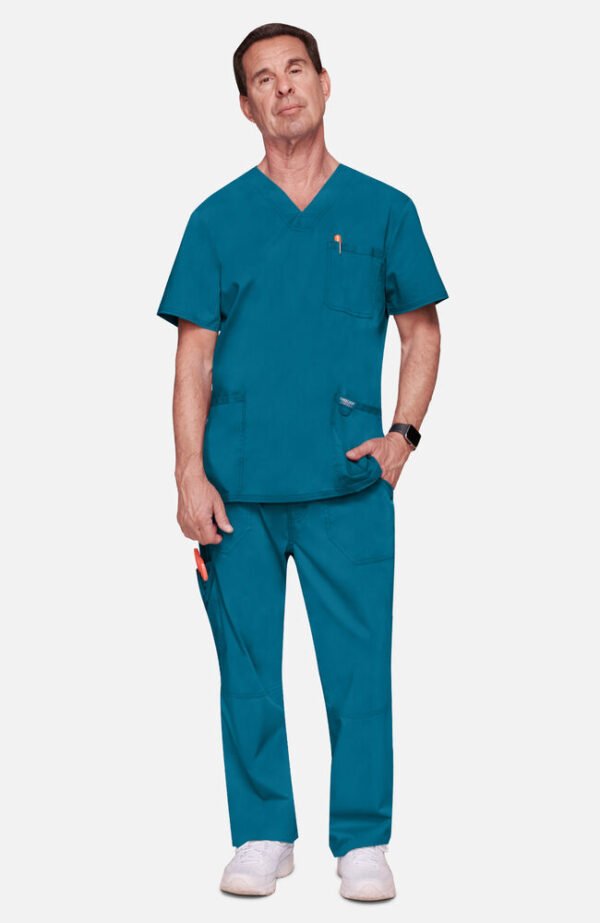Men's V-Neck Utility Solid Scrub Top - Image 2