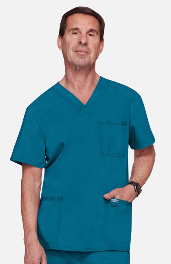 Men's V-Neck Utility Solid Scrub Top - Image 3