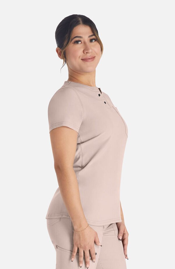 Women's Round Neck Henley Scrub Top - Image 3
