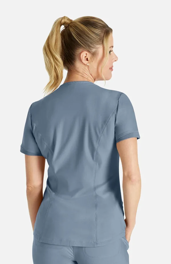 Women's Curved Hemline V-Neck Scrub Top - Image 4
