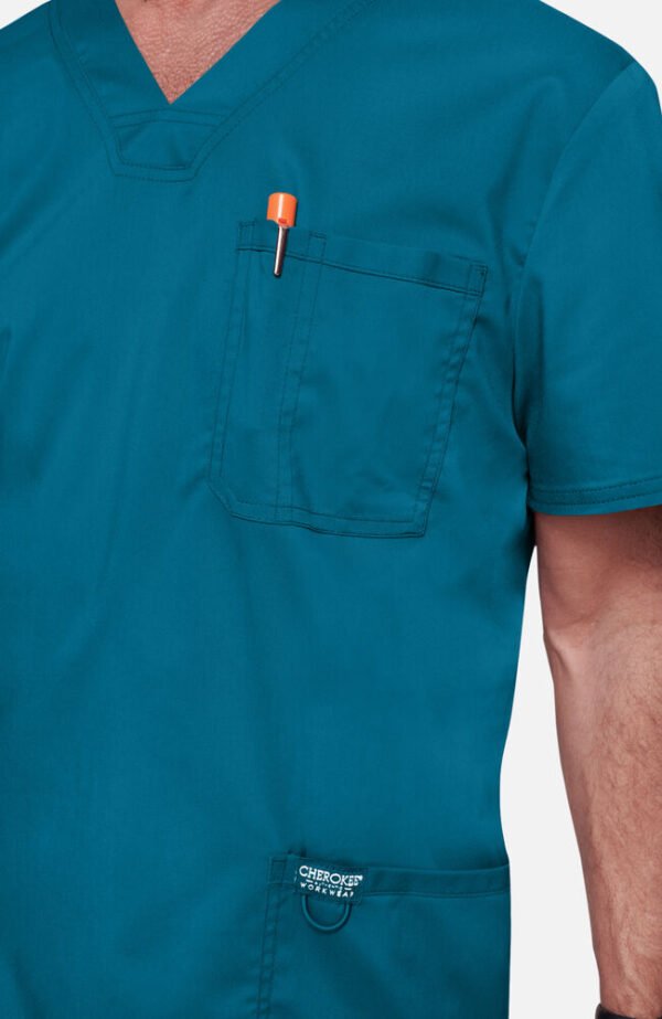 Men's V-Neck Utility Solid Scrub Top - Image 5