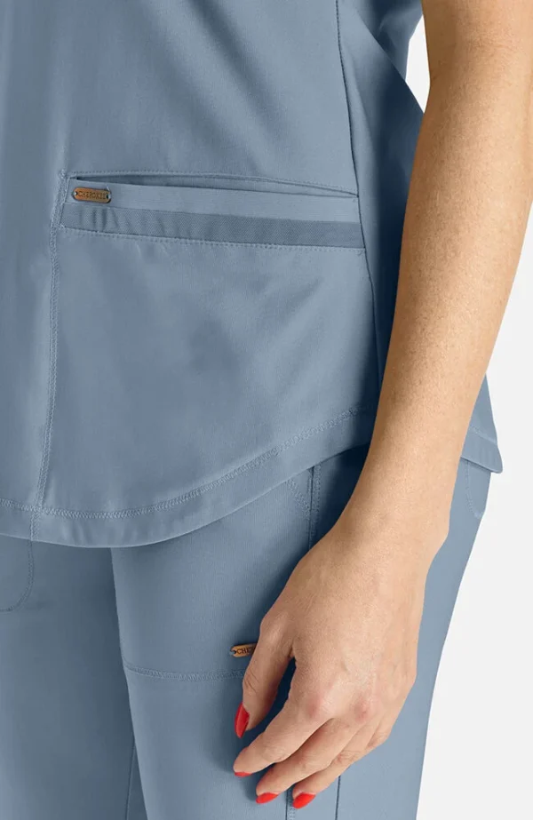 Women's Curved Hemline V-Neck Scrub Top - Image 5