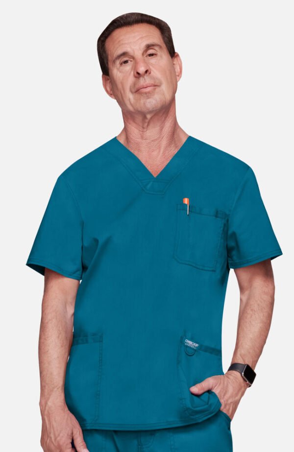 Men's V-Neck Utility Solid Scrub Top - Image 6