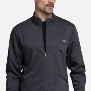 Men's Zip Front Solid Scrub Jacket