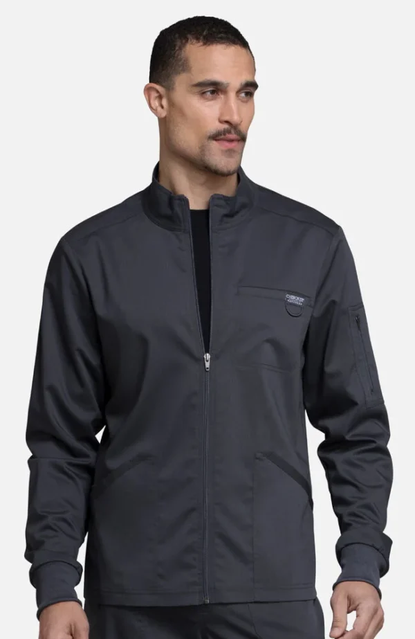 Men's Zip Front Solid Scrub Jacket