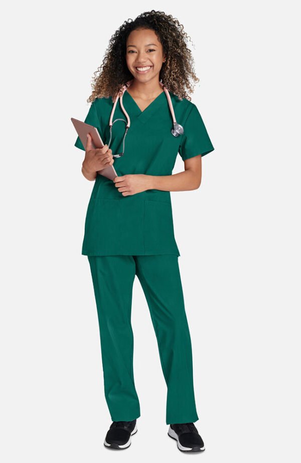Unisex Scrub Set: V-Neck Solid Top & Drawstring Pant