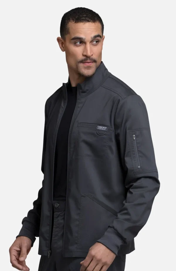 Men's Zip Front Solid Scrub Jacket - Image 5