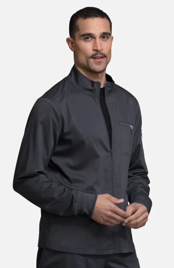 Men's Zip Front Solid Scrub Jacket - Image 3